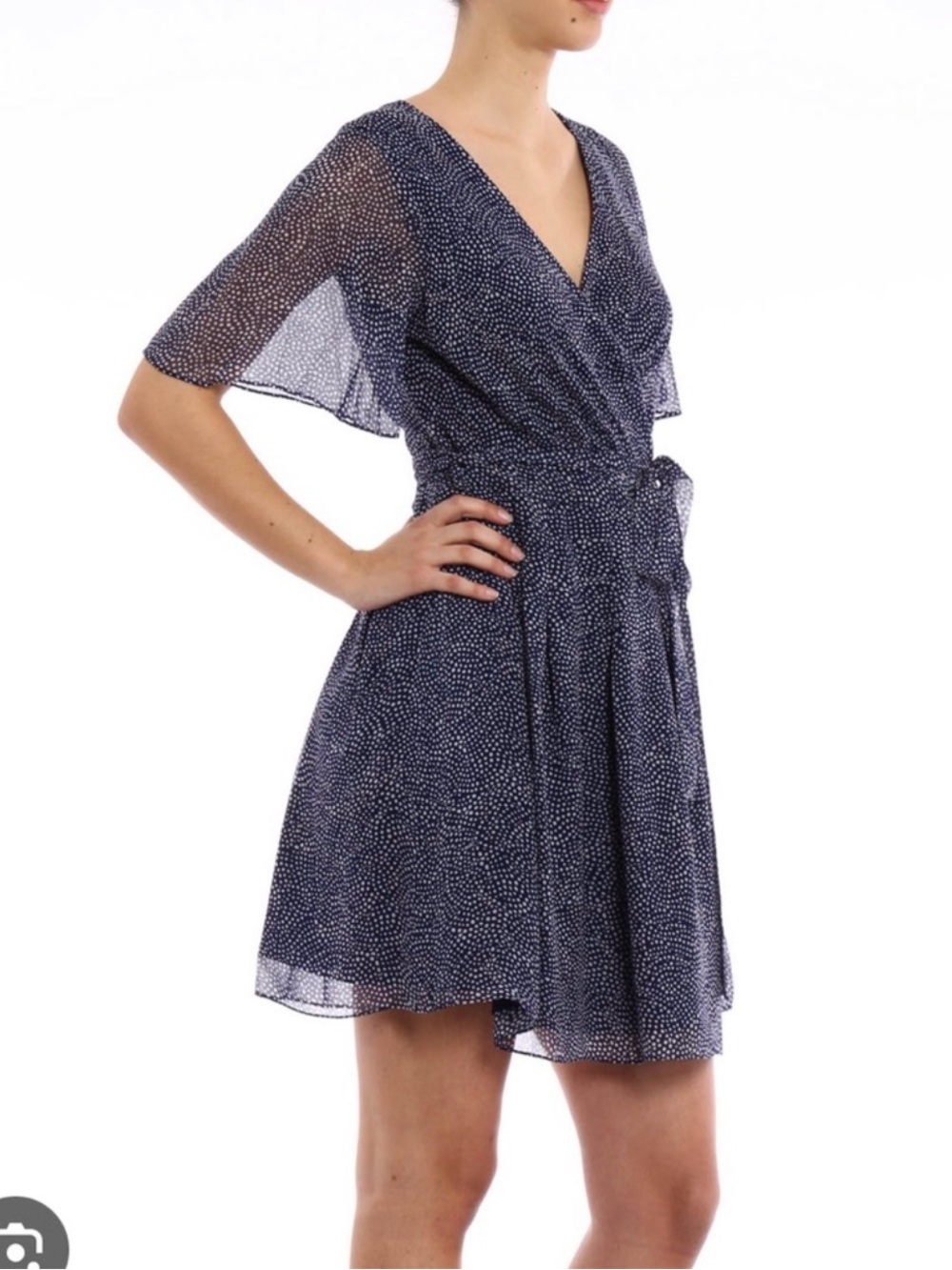 DVF navy silk wrap dress
